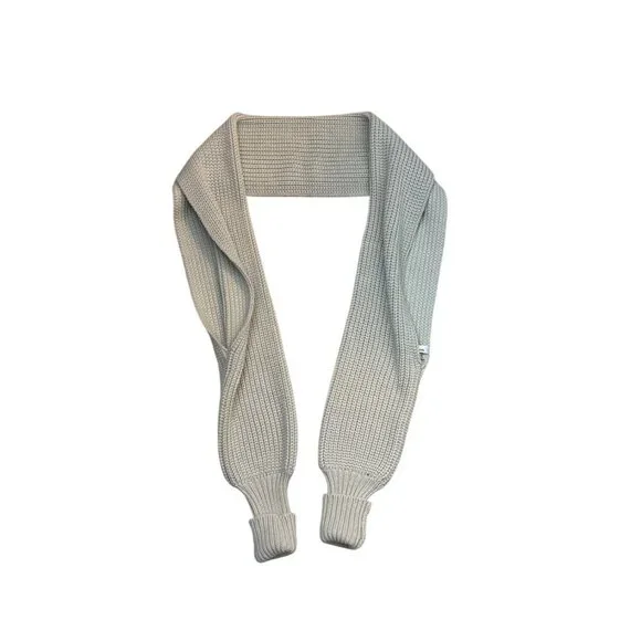 Knitted Beige Scarf With Ribbed Design By Mak B. Stylish & Versatile Accessory F - Picture 2 of 6